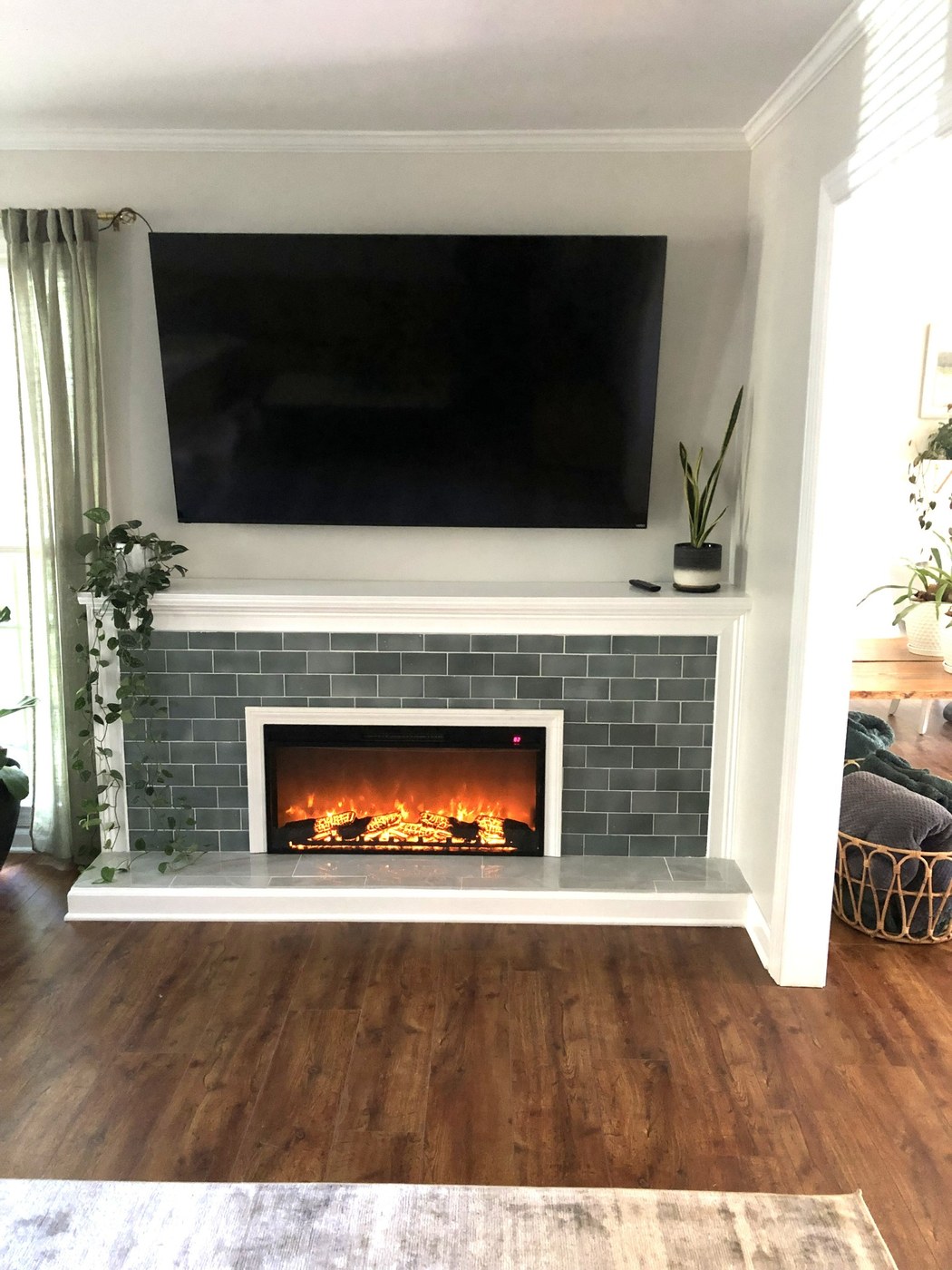 Crescent fireplace after